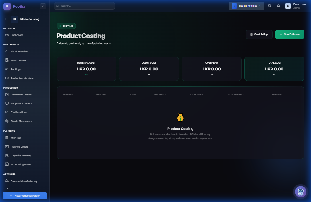 Product costing and variance analysis