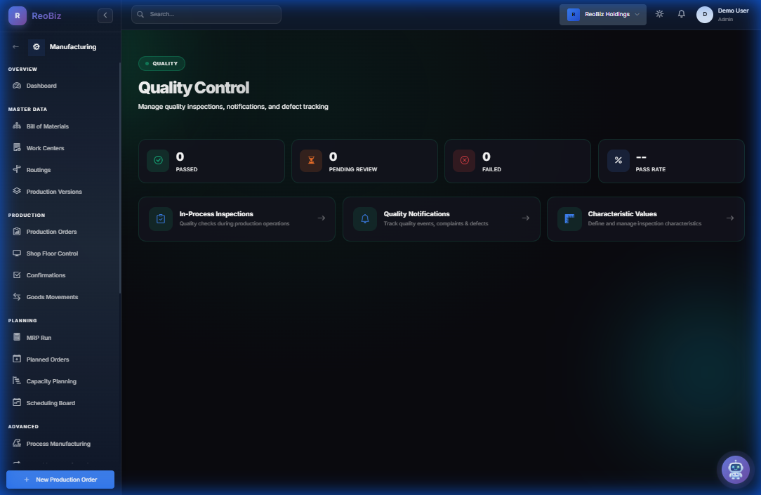 Quality control with inspection and defect tracking