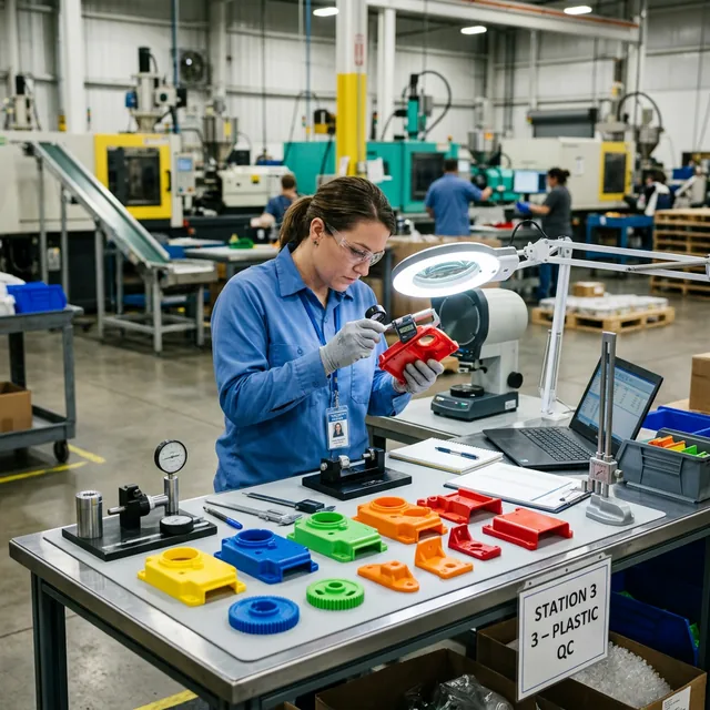 Quality control inspection of plastic products in a modern manufacturing facility