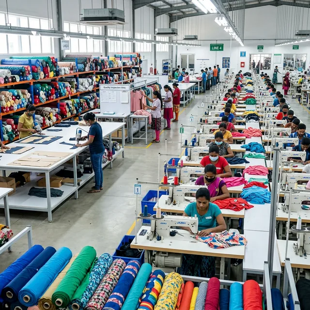 Modern textile and garment factory production lines in Sri Lanka